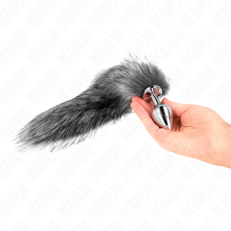 KINK - ANAL PLUG SIZE M 8 X 3.5 CM WITH SYNTHETIC TAIL 40 CM GREY