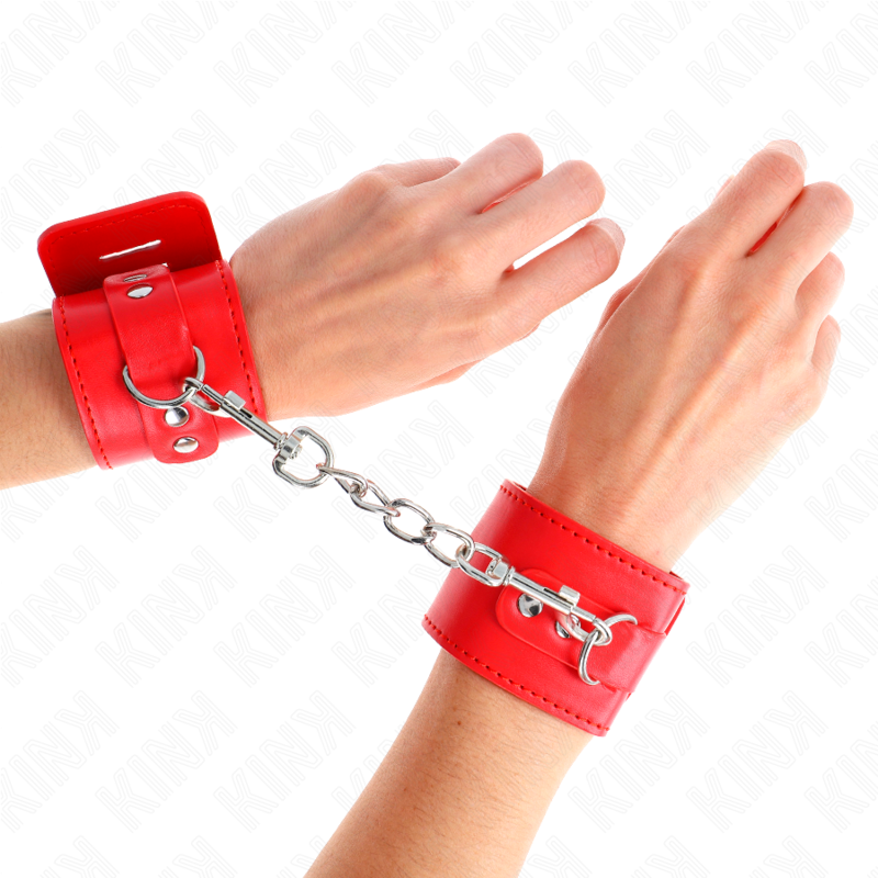 KINK - WRIST RESTRAINTS WITH PADLOCK CLOSURE RED ADJUSTABLE 16-23 CM X 5.5 CM