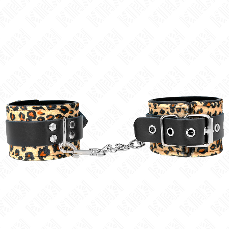 KINK - LEOPARD REAL LEATHER WRIST RESTRAINT ADJUSTABLE 18-29 CM X 5.5 CM