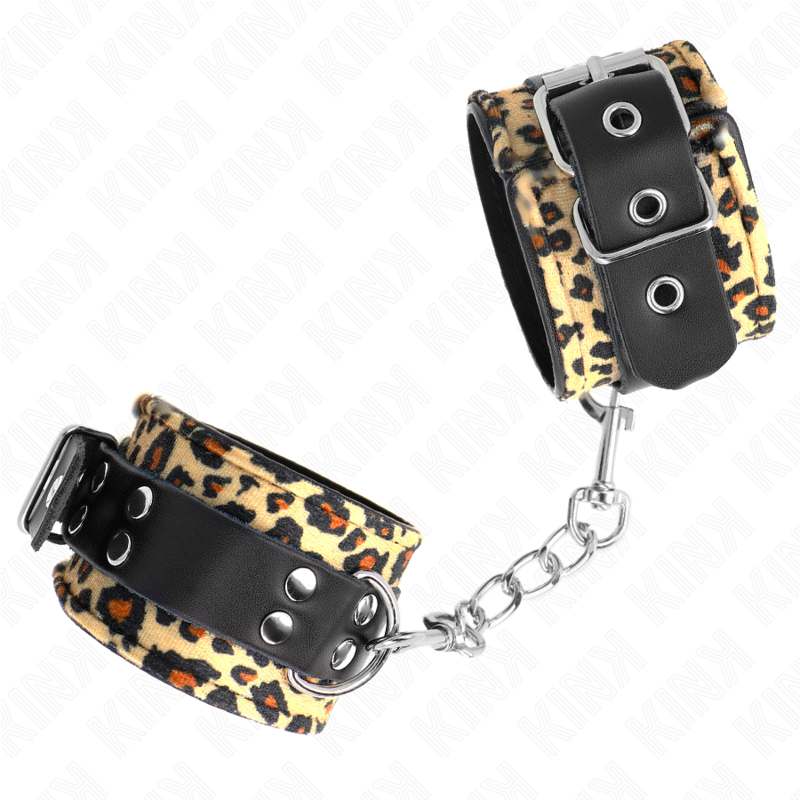 KINK - LEOPARD REAL LEATHER WRIST RESTRAINT ADJUSTABLE 18-29 CM X 5.5 CM