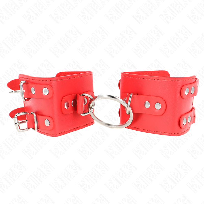 KINK - FIXED WRIST RESTRAINTS WITH RING AND STUDS ADJUSTABLE RED 17-22 CM X 6.5 CM