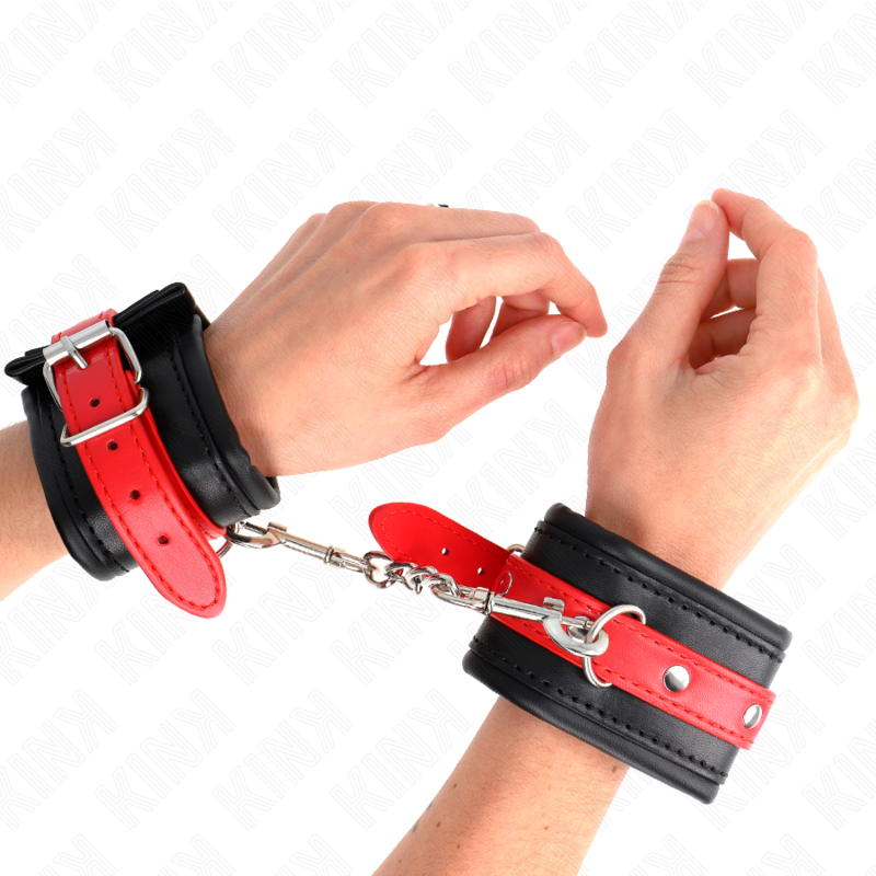 KINK - WRIST RESTRAINTS BLACK WITH RED BELT ADJUSTABLE 17-28 CM X 6 CM