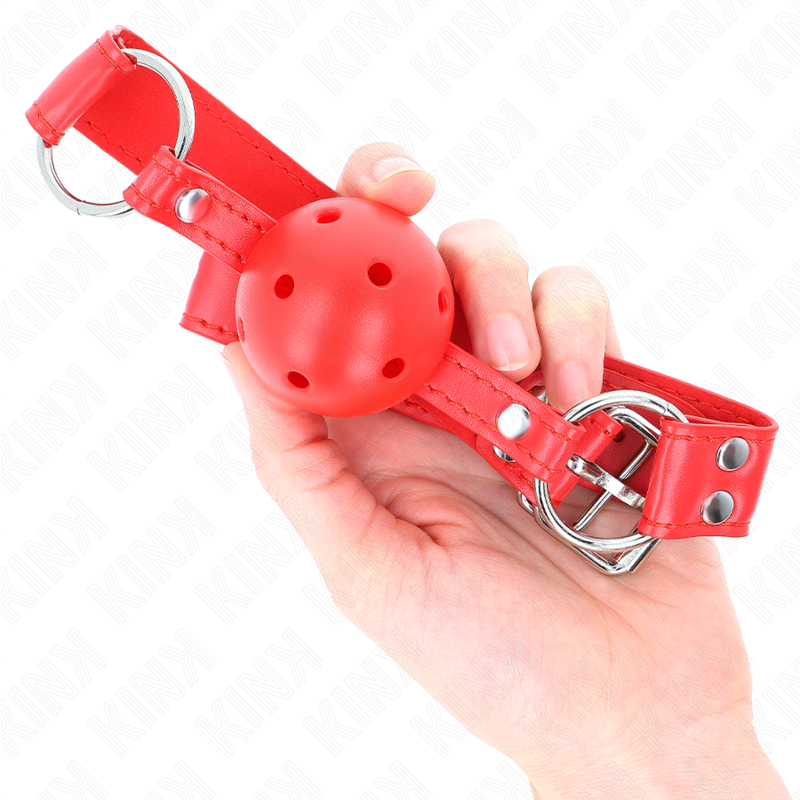 KINK - COMPLETE RED HOLLOW HARD BALL GAG 62 x 2 CM