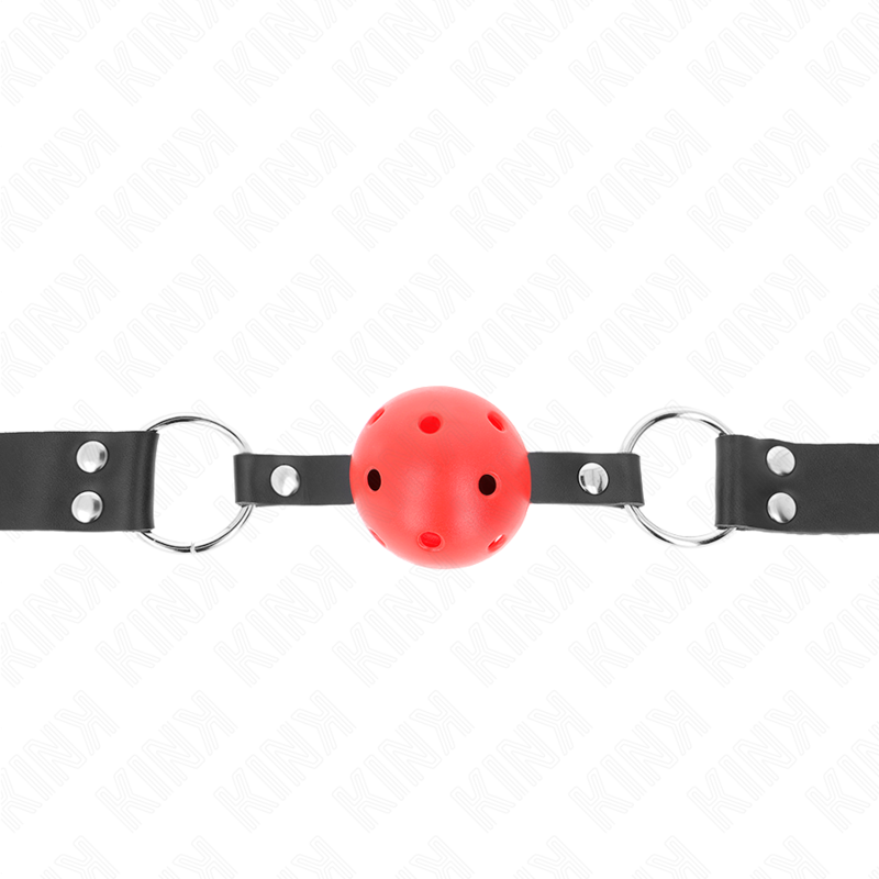 KINK - BREATHABLE BALL 4 CM GAG WITH DOUBLE RIVET RED 62.5 x 2.5 CM ADJUSTABLE 42-58 CM