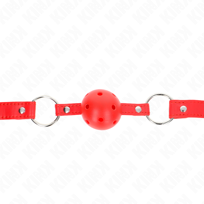 KINK - BREATHABLE BALL 4 CM GAG WITH DOUBLE RIVET MODEL 1 RED 62.5 x 2.5 CM ADJUSTABLE 42-58 CM