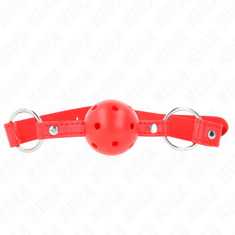 KINK - BREATHABLE BALL 4 CM GAG WITH DOUBLE RIVET MODEL 1 RED 62.5 x 2.5 CM ADJUSTABLE 42-58 CM