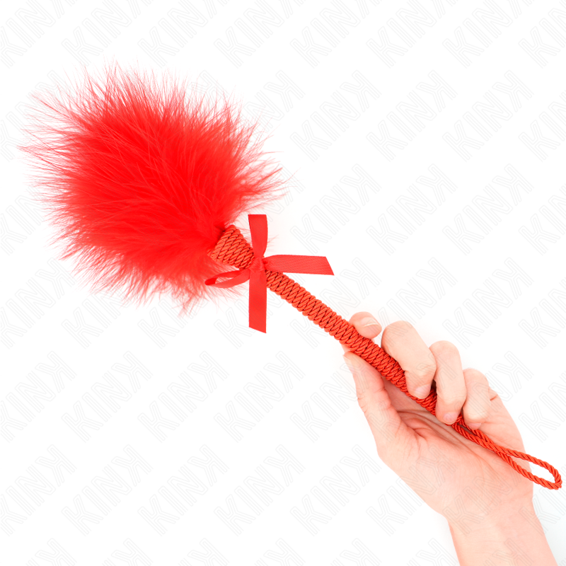 KINK - NYLON ROPE WAND WITH TICKLE FEATHERS AND RED BOW 25 CM