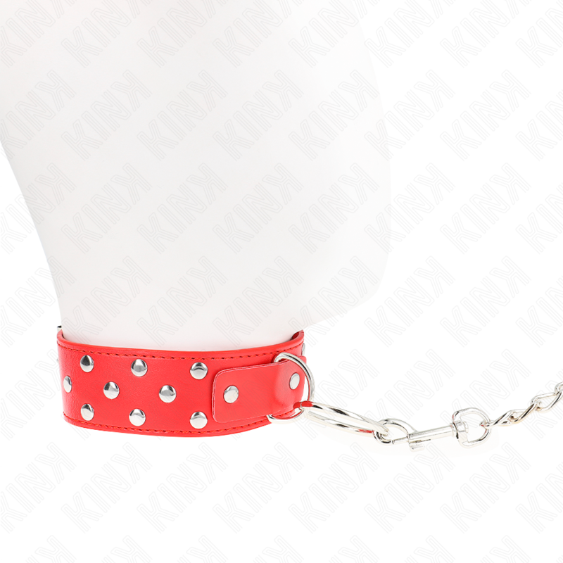 KINK - RING RIVET STRAP NECKLACE WITH BELT 65 CM RED ADJUSTABLE 36-50 CM X 3.8 CM