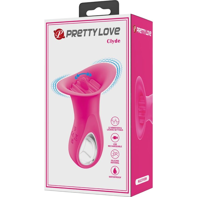 PRETTY LOVE - CLYDE ORAL VIBRATOR VIBRATING TONGUE 12 VIBRATIONS PINK