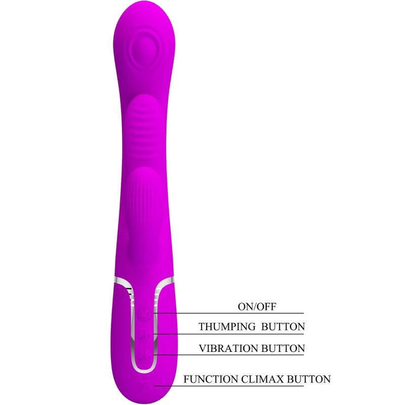 PRETTY LOVE - SHANIA TRIPLE RABBIT VIBRATOR MULTIFUNCTION PINK