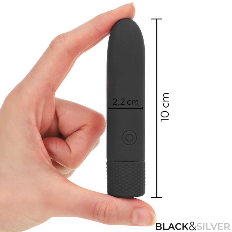 BLACK & SILVER - GERI USB RECHARGEABLE VIBRATING BULLET 8 VIBRATIONS BLACK 10 X 2.2 CM