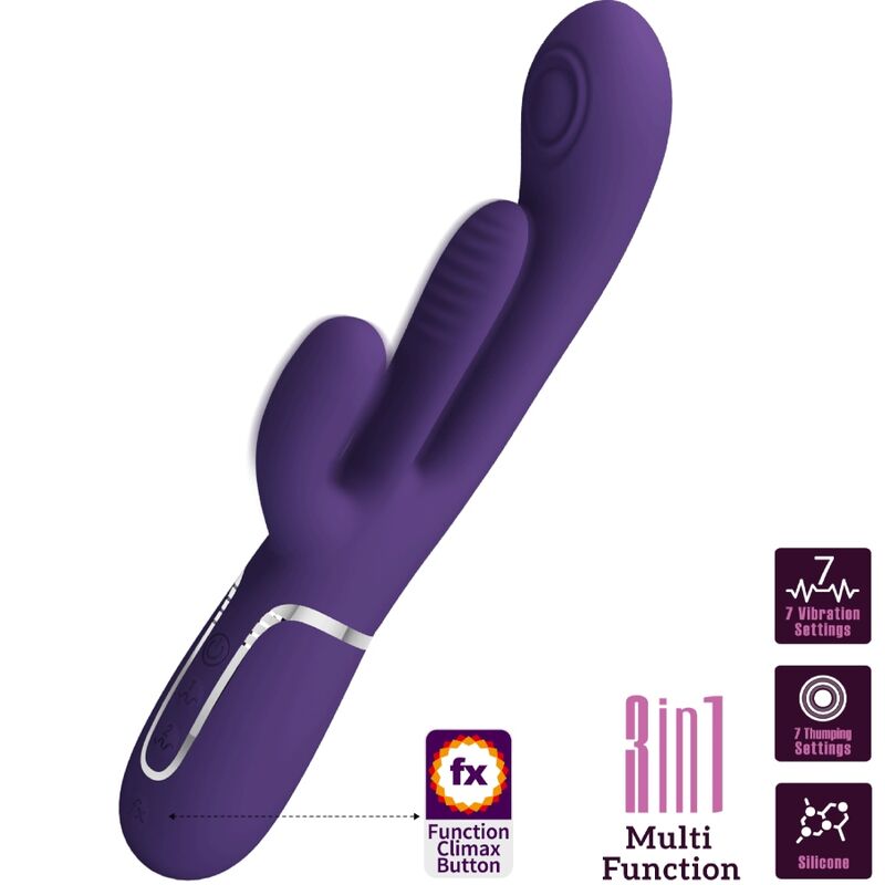 PRETTY LOVE - SHANIA TRIPLE RABBIT VIBRATOR MULTIFUNCTION PURPLE