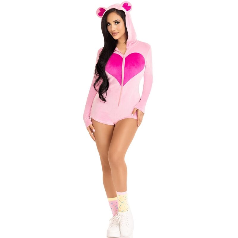 LEG AVENUE - TEDDY BEAR VELVET BODYSUIT PINK M