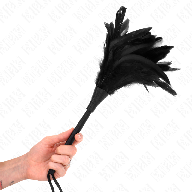 KINK - BLACK MAIDS HORN SHAPED TICKLE CHICKEN FEATHERS 36 CM