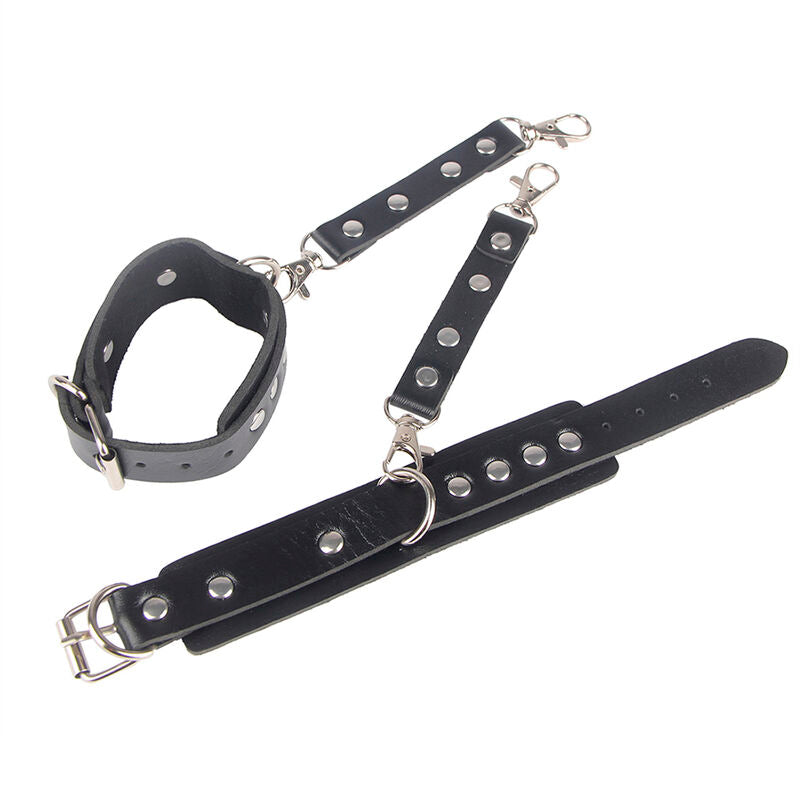 SUBBLIME - 953690 HANDCUFFS WITH BONDAGE BELT BLACK ONE SIZE