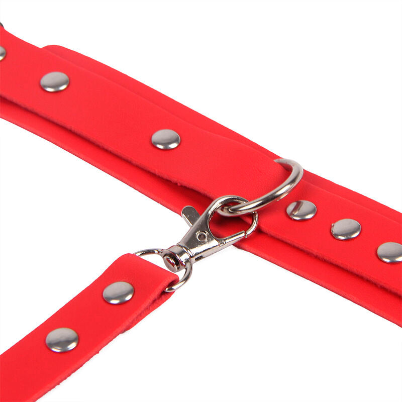 SUBBLIME - 953706 HANDCUFFS WITH BONDAGE BELT RED ONE SIZE