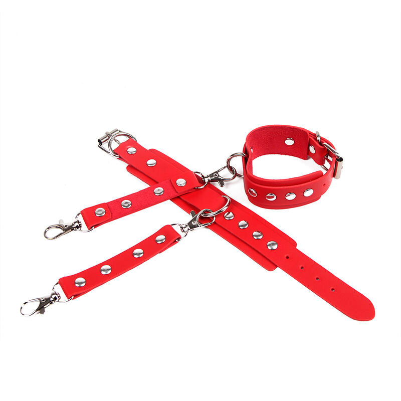 SUBBLIME - 953706 HANDCUFFS WITH BONDAGE BELT RED ONE SIZE