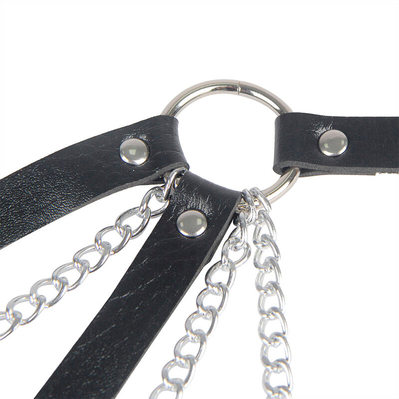 SUBBLIME - 953713 PUNK BONDAGE BELT METAL BUCKLE BLACK ONE SIZE