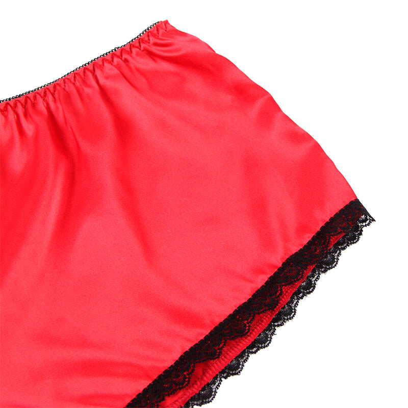 SUBBLIME - 953898 SILK AND LACE NIGHTGOWN + PANTIES RED S/M