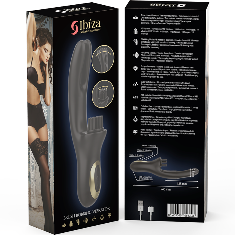 IBIZA - HI-TECH RABITT BRUSHING MULTI-CELL CLITORIAL AND DOUBLE WAVE VIBRATOR