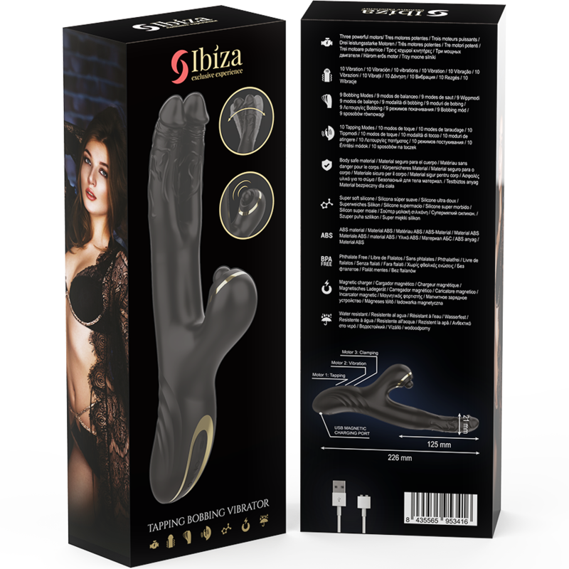 IBIZA - TWO DRAGONS DOUBLE VIBRATOR BLACK