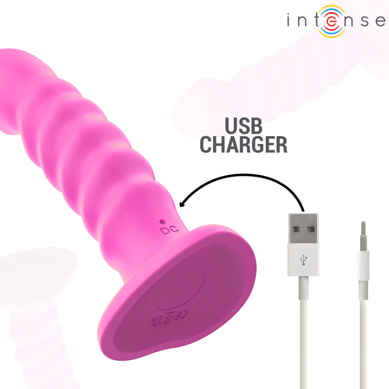 INTENSE - CINDY VIBRATOR SIZE L SPIRAL DESIGN 10 VIBRATIONS PINK REMOTE CONTROL