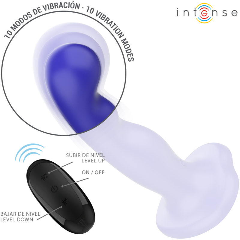 INTENSE - SHORTY VIBRATOR WITH SUCTION CUP BLUE REMOTE CONTROL