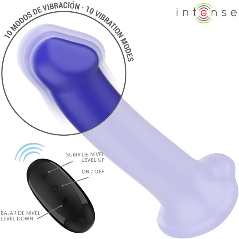 INTENSE - VICTORIA VIBRATOR WITH SUCTION CUP 10 VIBRATIONS DARK BLUE REMOTE CONTROL