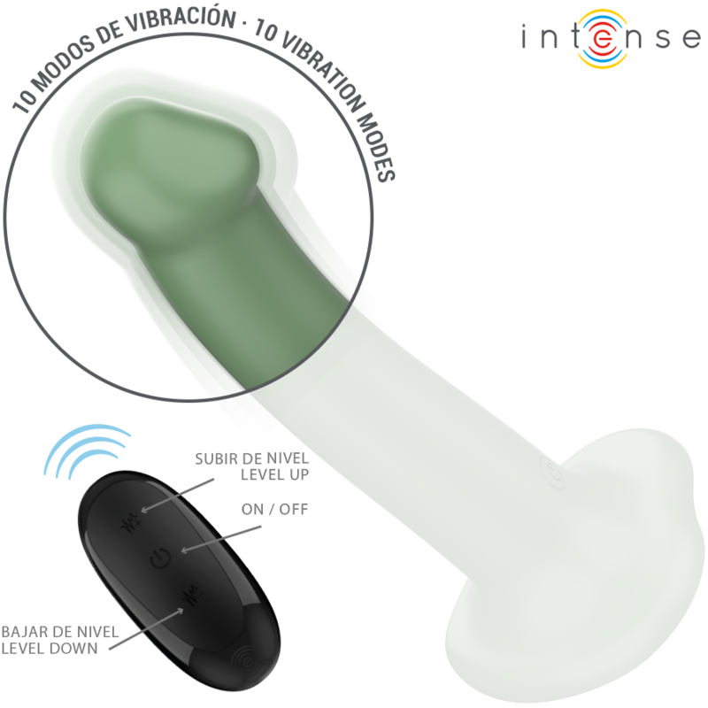 INTENSE - BECCA VIBRATOR WITH SUCTION CUP 10 VIBRATIONS GREEN REMOTE CONTROL