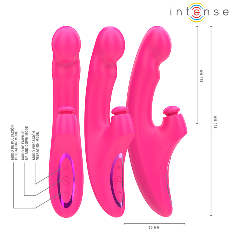 INTENSE - EMI VIBRATOR 13.5 CM MULTIFUNCTION 3 IN 1 10 VIBRATIONS PINK