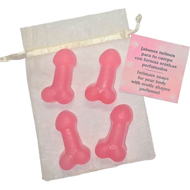 DIABLO PICANTE - 4 PENIS-SHAPED PERFUMED MINI SOAPS PINK