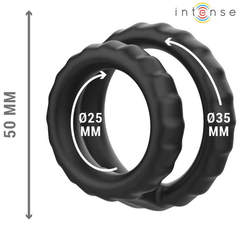 INTENSE - DEWEY DOUBLE SILICONE PENIS RING BLACK MODEL 2