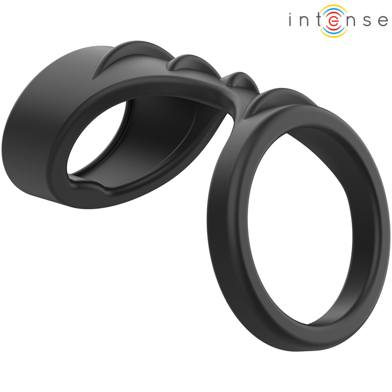 INTENSE - THEO DOUBLE SILICONE PENIS RING BLACK MODEL 3