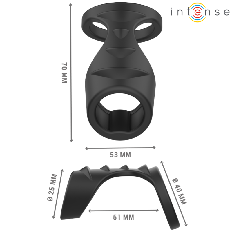 INTENSE - THEO DOUBLE SILICONE PENIS RING BLACK MODEL 3