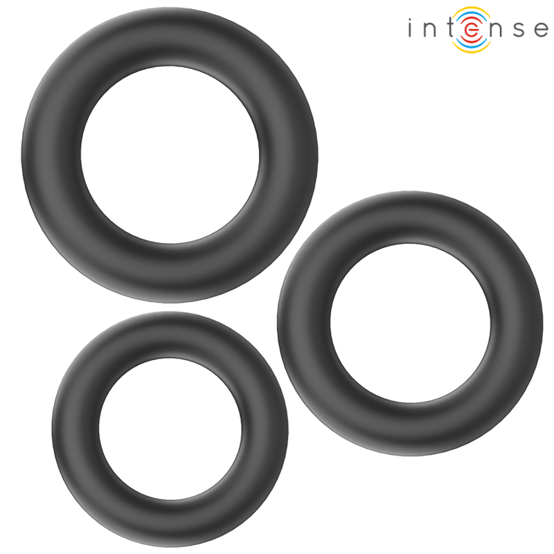 INTENSE - HUGH 3 BASIC SILICONE PENIS RINGS BLACK