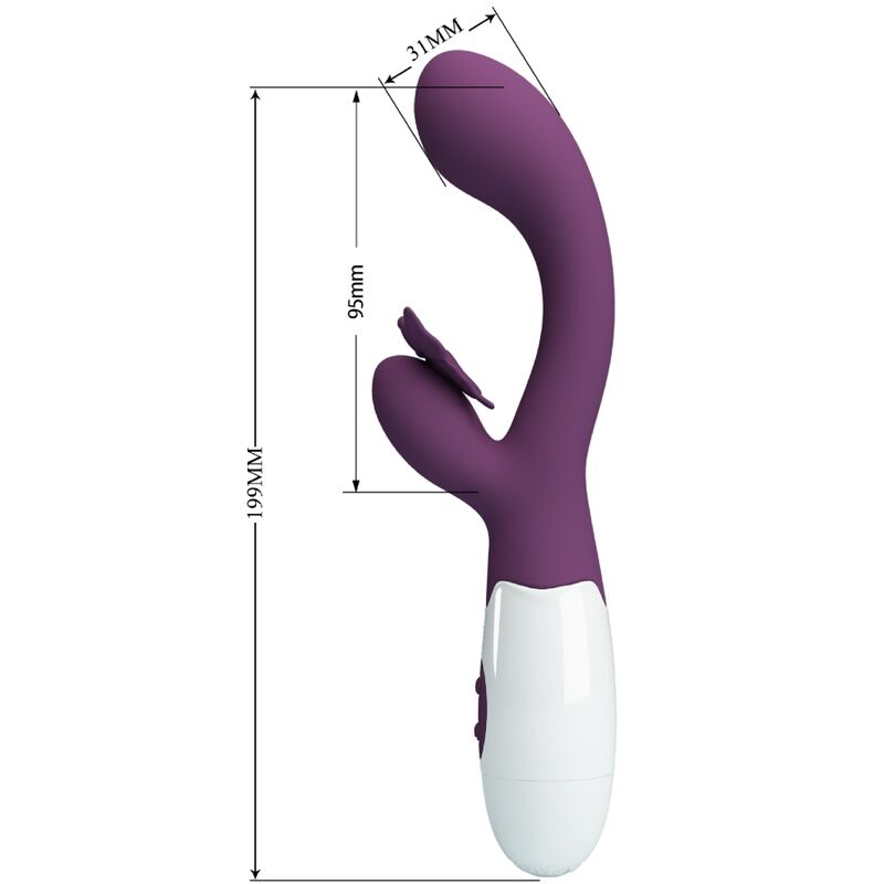 PRETTY LOVE - BUTTERFLY KISS RABBIT VIBRATOR & G-SPOT STIMULATOR PURPLE