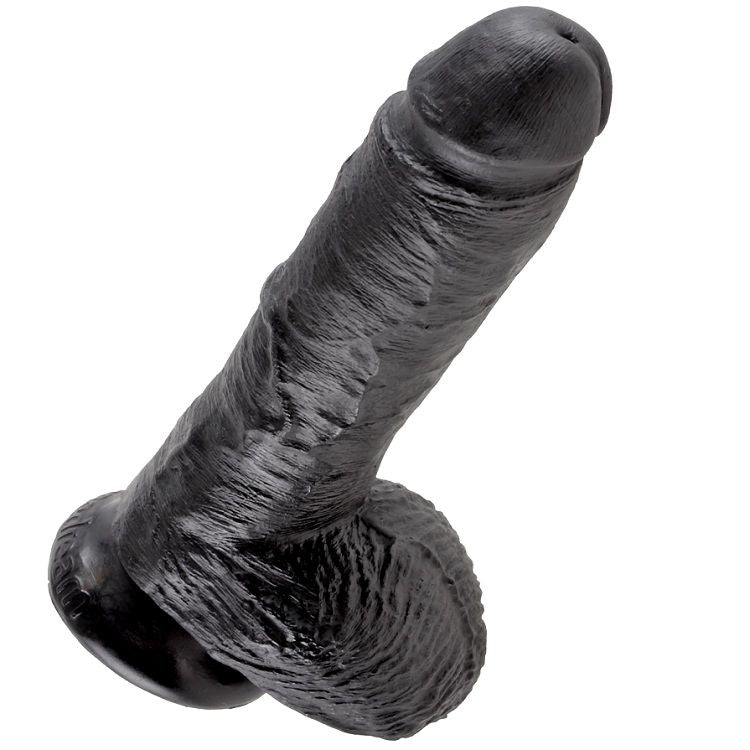 KING COCK - 8 DILDO PRETO COM BOLAS 20.3 CM