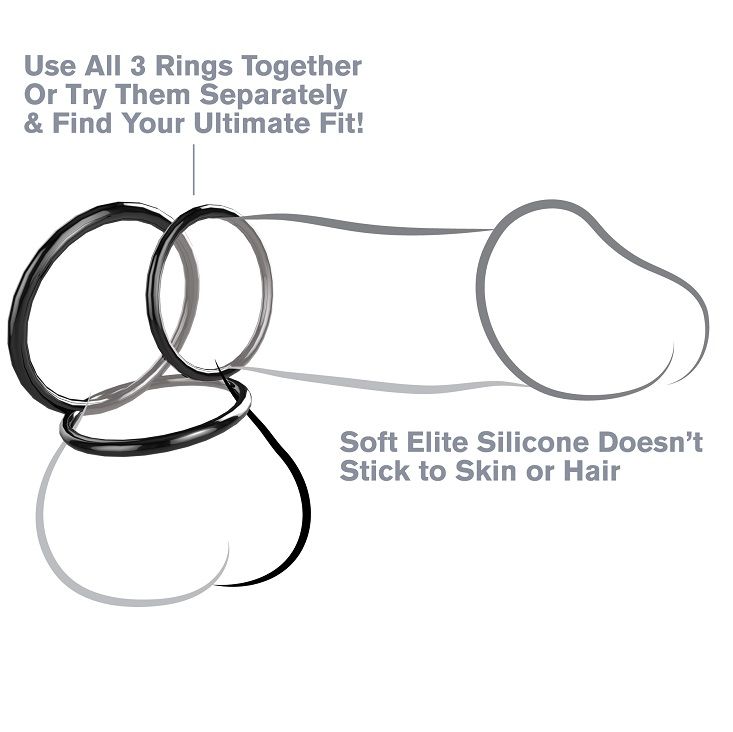 FANTASY C-RINGZ - CONJUNTO DE ESTAMINA DE 3 ANEL DE SILICONE