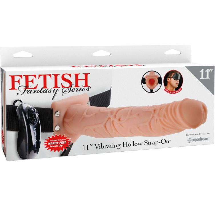 FETISH FANTASY SERIES - SERIES 11 HOLLOW STRAP-ON VIBRATING WITH BALLS 27.9CM FLESH