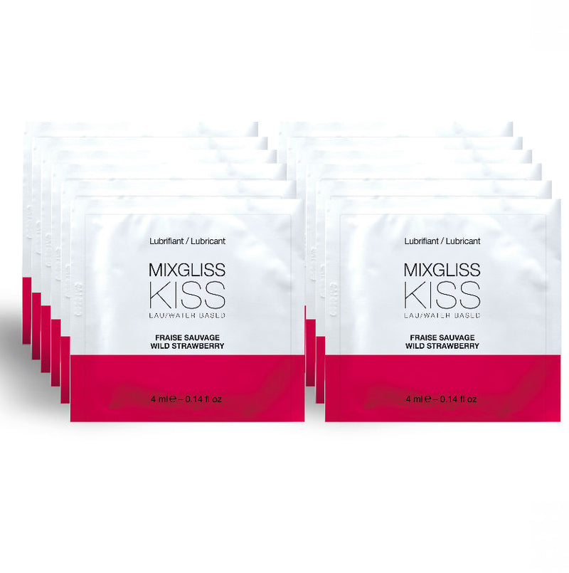 MIXGLISS - WATER BASED LUBRICANT STRAWBERRY FLAVOR 12 SINGLE DOSE 4 ML