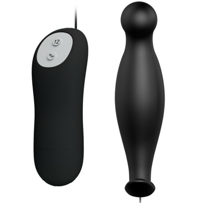 PRETTY LOVE - PLUG ANAL DE SILICONE 12 MODOS DE VIBRAO PRETO