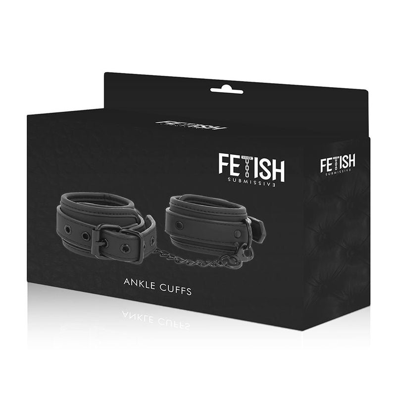 FETISH SUBMISSIVE - VEGAN LEATHER ANKLE CUFFS WITH NOPRENE LINING