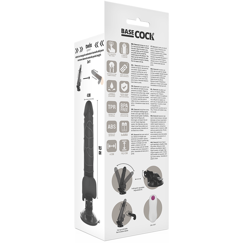 BASECOCK - REALISTIC VIBRATOR REMOTE CONTROL NATURAL WITH TESTICLES 19.5 CM -O- 4 CM