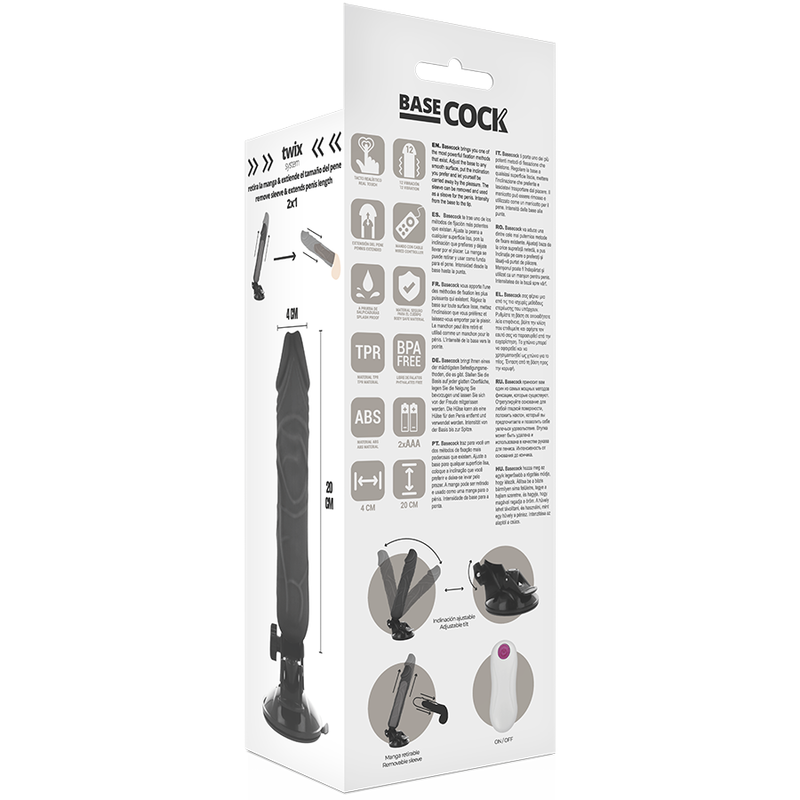 BASECOCK - REALISTIC VIBRATOR REMOTE CONTROL FLESH 20 CM -O- 4 CM