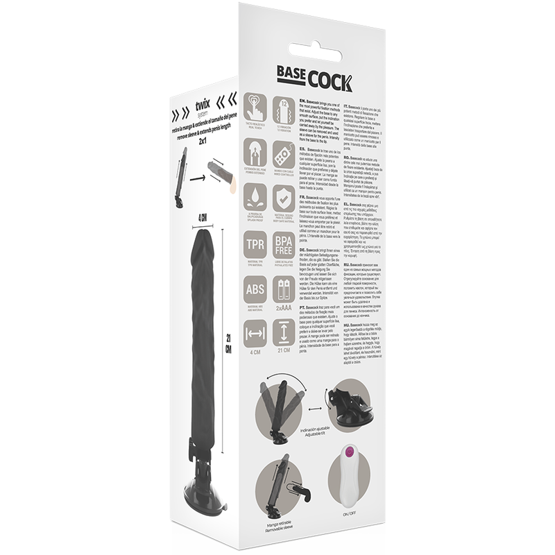 BASECOCK - REALISTIC VIBRATOR REMOTE CONTROL FLESH 21 CM -O- 4 CM