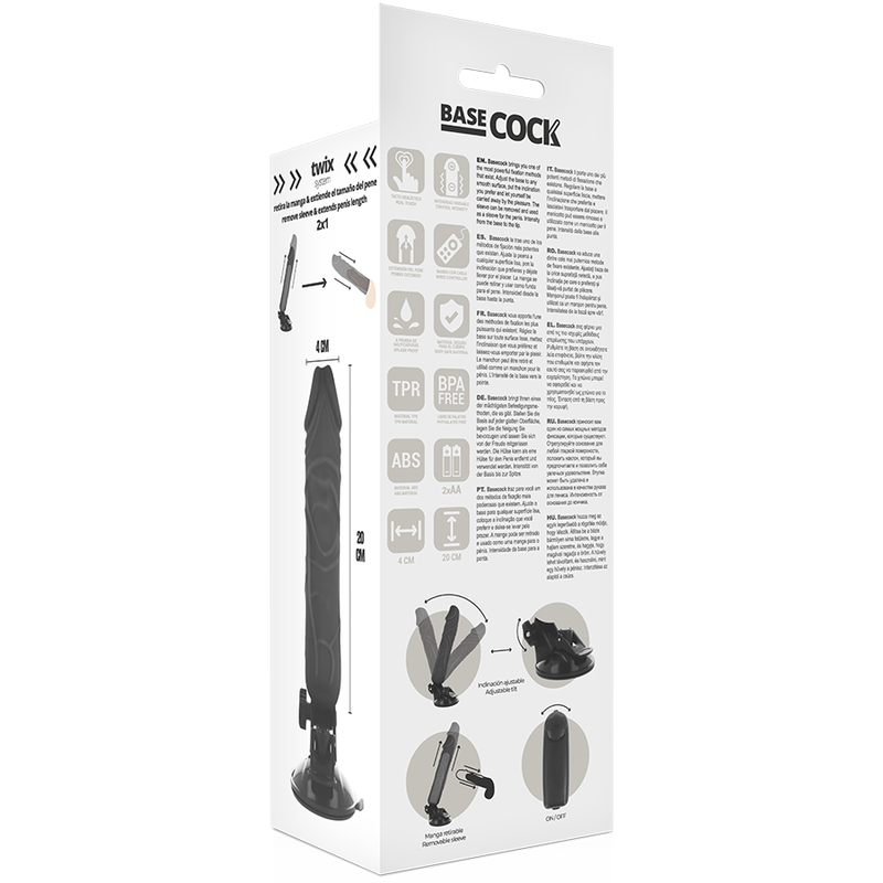 BASECOCK - REALISTIC VIBRATOR REMOTE CONTROL FLESH 20 CM -O- 4 CM