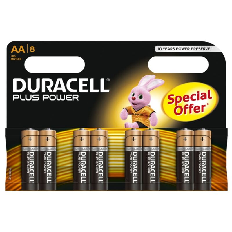 DURACELL - PLUS POWER BATTERY AA LR6 8UNITS