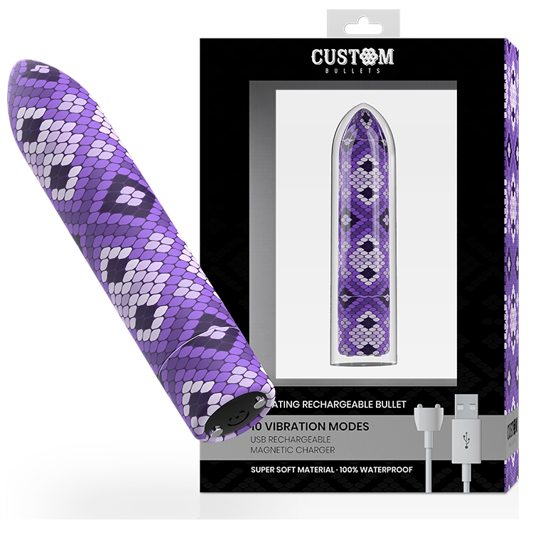 CUSTOM BULLETS - RECHARGEABLE SNAKE PURPLE MAGNETIC BULLET 10 INTENSITIES