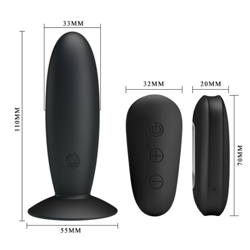 MR PLAY - ANAL PLUG WITH VIBRATION BLACK REMOTE CONTROL