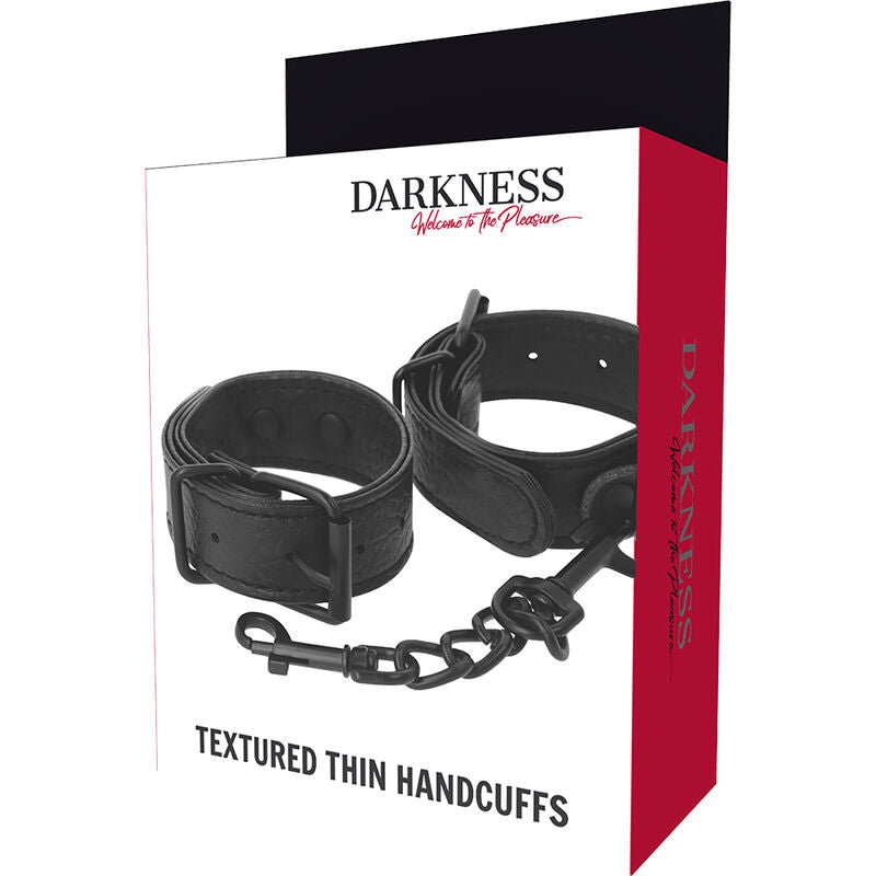 DARKNESS - WIDE THIN TEXTURED HANDCUFFS